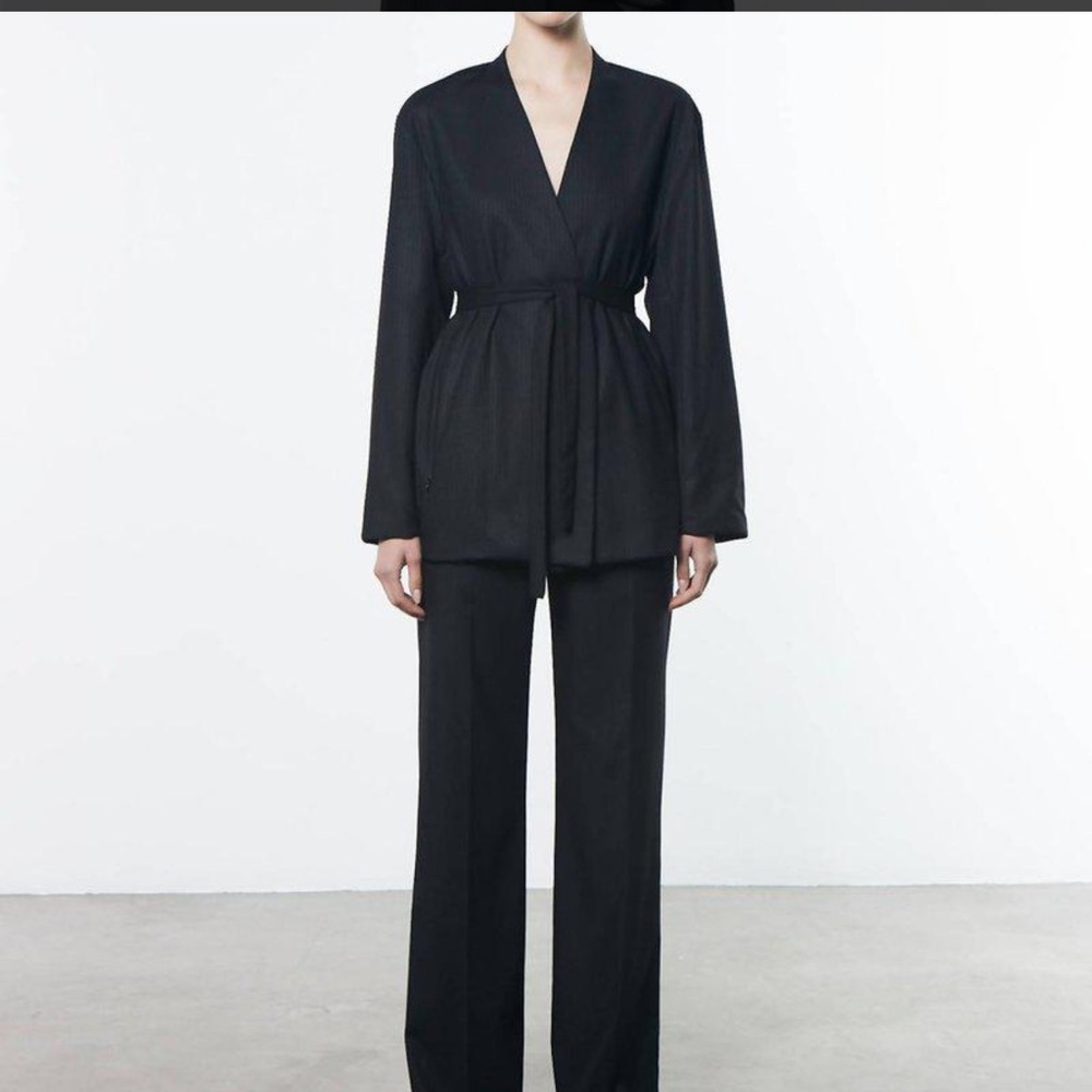 Enza Costa Black Pinstripe Jacket